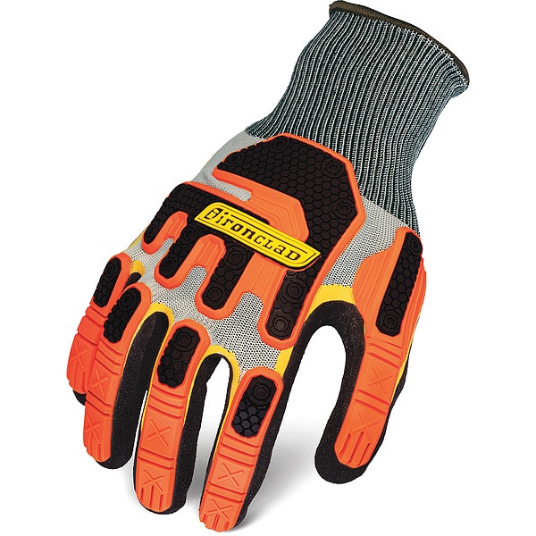 Ironclad Performance Wear Knit Glove, Polyester, , Sandy Palm, Knit, Black/Gray/Orange - R-EXO-04-L