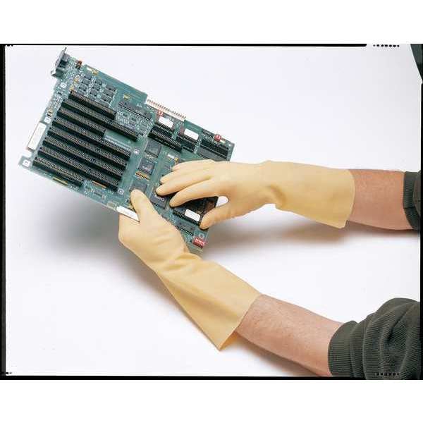 Mapa Cleanroom Gloves, 4 ISO Class, Tri-Polymer, 14" L, 20 mil, Orange, M, 1 PR - O-240