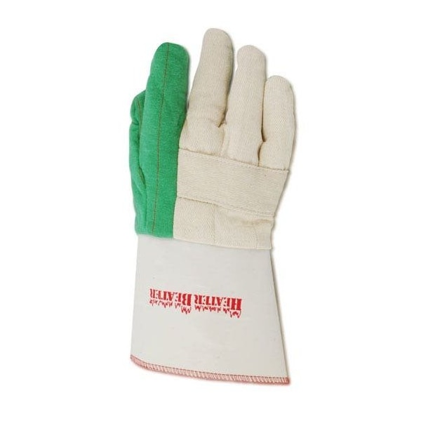 Magid Textile Gloves, Cotton, Gauntlet Cuff Green, Men's (Fits Large), 12 PK - G299KGT