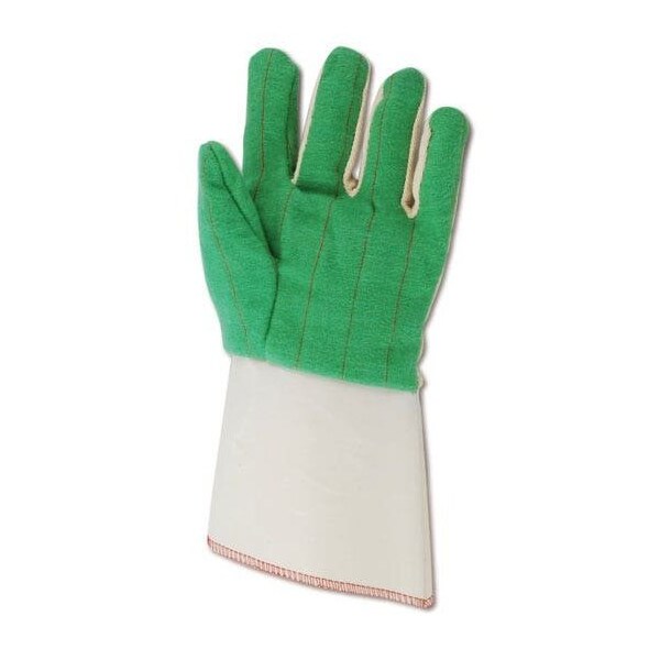 Magid Textile Gloves, Cotton, Gauntlet Cuff Green, Men's (Fits Large), 12 PK - G299KGT