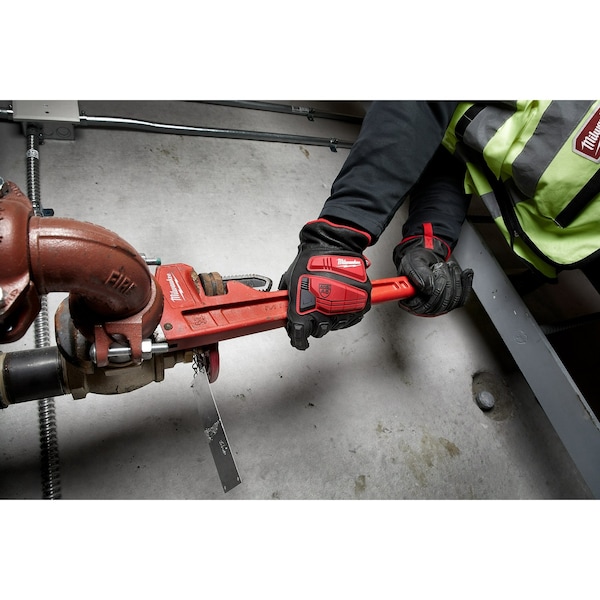 Milwaukee Tool Work Gloves, Shirred Slip-On Cuff, Keystone Thumb, Full Finger, Black/Red, L - 48-22-8782
