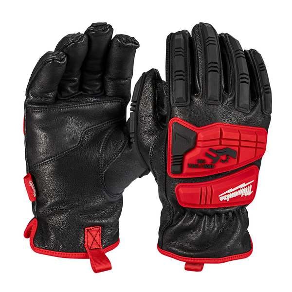 Milwaukee Tool Work Gloves, Shirred Slip-On Cuff, Keystone Thumb, Full Finger, Black/Red, L - 48-22-8782