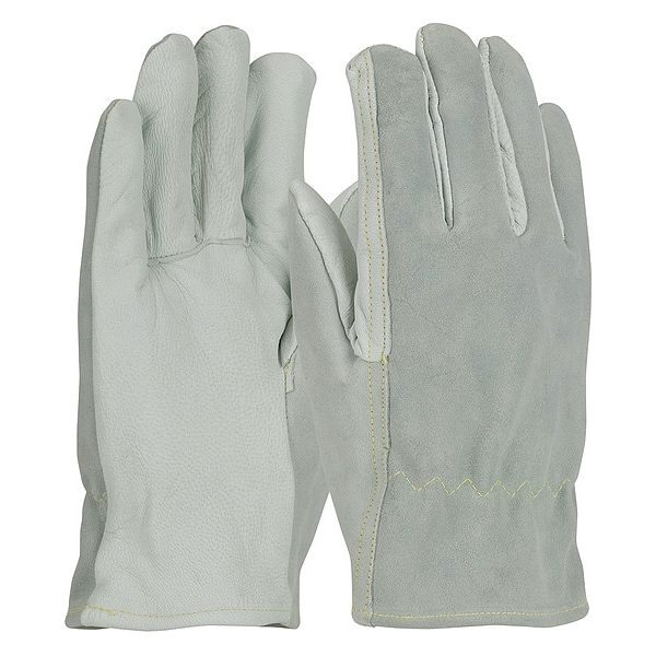 Pip Leather Drivers Gloves, Shirred Slip-On Cuff, Straight Thumb, Beige, XL, 12 PK - 09-K3720/XL