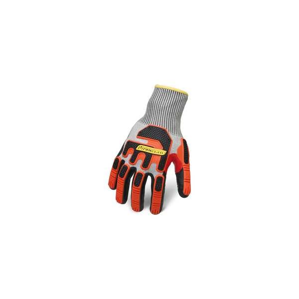 Ironclad Performance Wear Knit Gloves, Glass, HPPE, Polyester, Spandex, Steel, , Sandy Palm, Knit, Black, Gray, Orange - KCI5FN-04-L