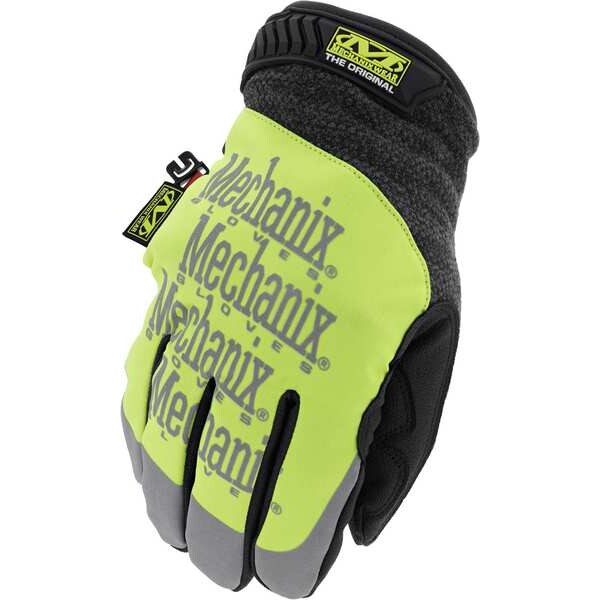 Mechanix Wear Mechanics Gloves, Fleece, Synthetic Leather Back, Hook-and-Loop, High-Visibility Yellow - CWKSMG-X91-011