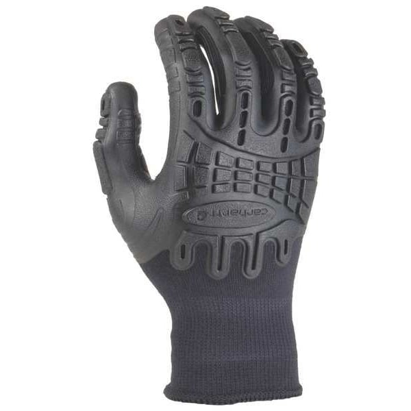 Carhartt Coated Gloves, Thermoplastic Rubber Palm, L, Black - A612