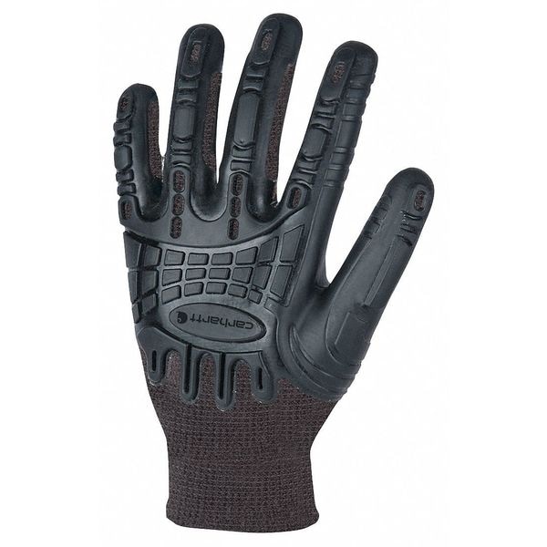 Carhartt Coated Gloves, Thermoplastic Rubber Palm, L, Black - A612