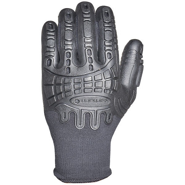 Carhartt Coated Gloves, Thermoplastic Rubber Palm, L, Black - A612