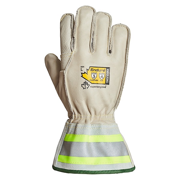 Superior Glove Leather Gloves, Cowhide, Safety Cuff, Wing Thumb, Tan, L, 1 PR - 365DLX2KG-L