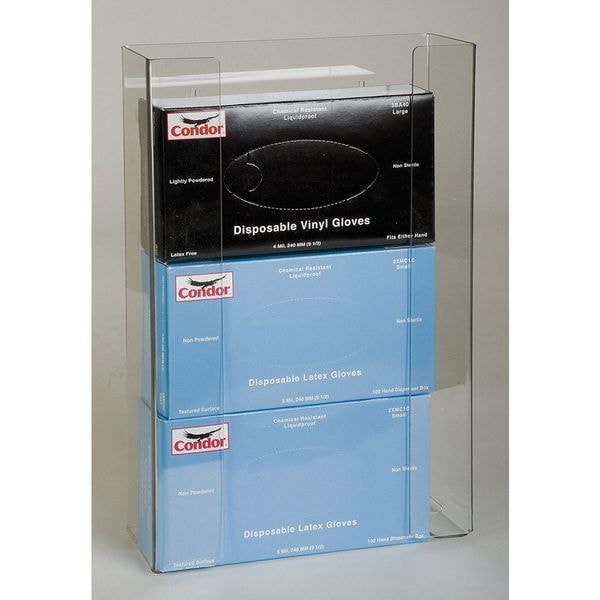 Zoro Select Glove Box Dispenser, PETG Plastic, Holds (3) Boxes , Clear , 16.25 X 10.75 X 4 - 3RZT1