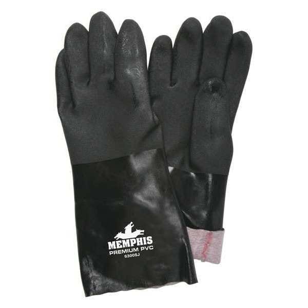Mcr Safety Chemical Resistant Gloves, PVC, 14 in L, 59.00 mil, Black, L, 12 PK - 6300SJ
