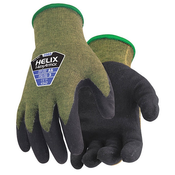 Hexarmor Cut Resistant Coated Gloves, Cut Level A6 , Dipped , Foam Nitrile , Sandy , M 1 PR - 2080-M (8)