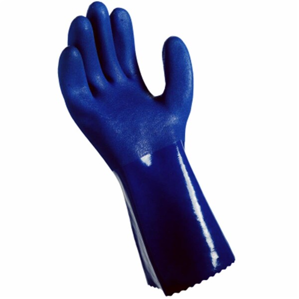 Big Time Products Mens Large Grease Monkey Blue Long Cuff PVC Chemical Gloves - 242577