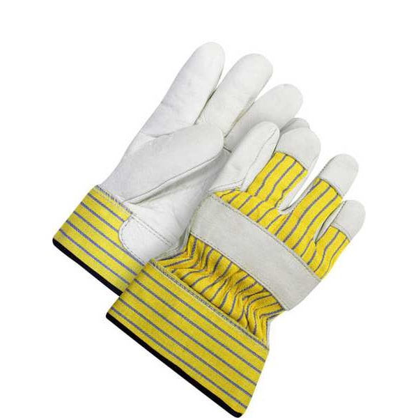 Bdg Leather Gloves, Cowhide, Safety Cuff, Wing Thumb, Full Finger, Tan/Yellow, 2XL, 1 PR - 40-9-173PL-X2L-K