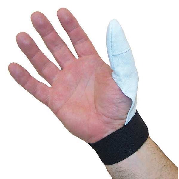 Impacto Finger Cots, Leather/Elastic Wrist, 200 mil Thickness, Black/White, M - 20031100030