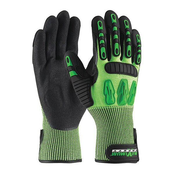 Pip Hi-Vis Mechanics Impact Gloves, S, Black/Green - 120-5130/S
