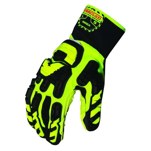Ironclad Performance Wear Anti-Vibratn Gloves, 2XL, Grn/Blk/Yllw, PR - VIB-RIG-06-XXL