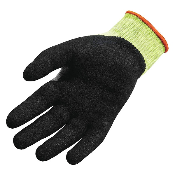Ergodyne Coated Gloves, Nitrile, Sandy, Palm, 4 Abrasion Level, Lime, , 2XL 1 PR - 7041