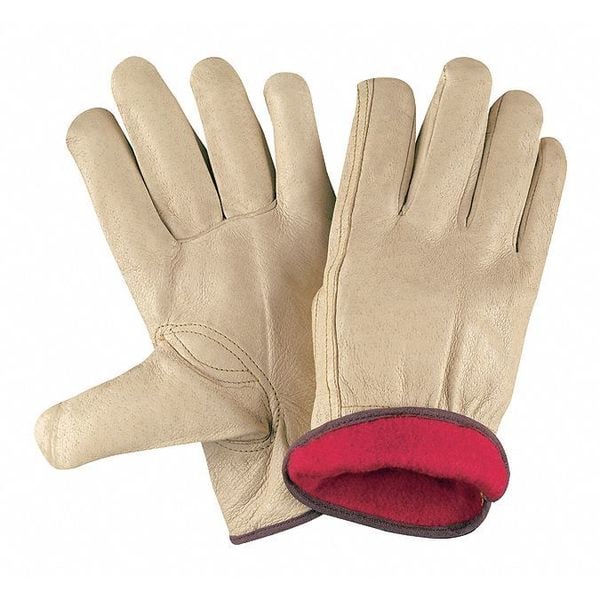 Mcr Safety Pigskin Driver Red Fleece Lined, S, PK12 - 3451S