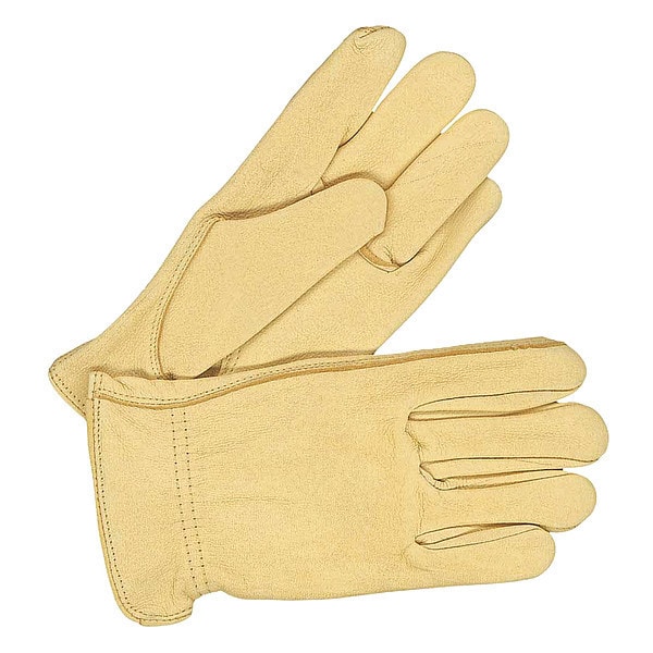 Bdg Leather Drivers Gloves, Shirred Slip-On Cuff, Keystone Thumb, Tan, L, 1 PR - 20-1-365-L