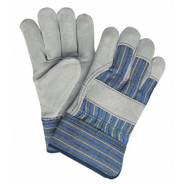 Mcr Safety Leather Gloves, Cowhide, Safety Cuff, Wing Thumb, Full Finger, Gray, 3XL, 12 PK - 1400XXXL