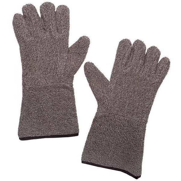 Condor Condor Heat Resistant Gloves, Terry Cloth, 450  Degrees F Max Temp., Gauntlet Cuff Brown/White - 4JC91