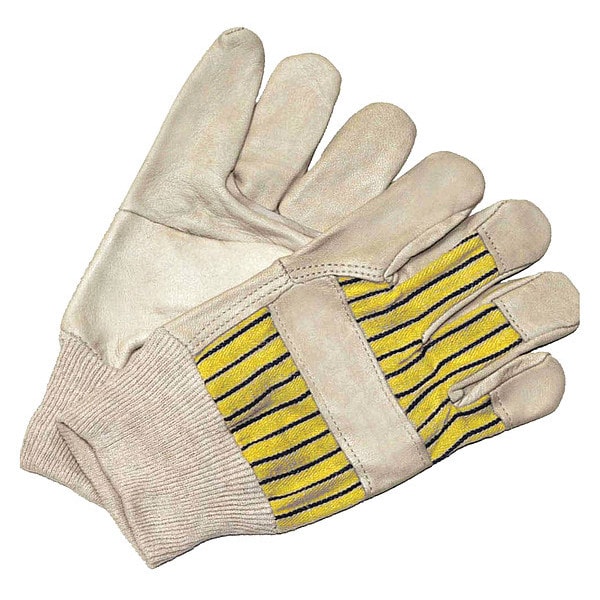 Bdg Leather Gloves, Cowhide, Safety Cuff, Wing Thumb, Full Finger, Blue/Tan/Yellow, XL, 1 PR - 40-1-1511KW