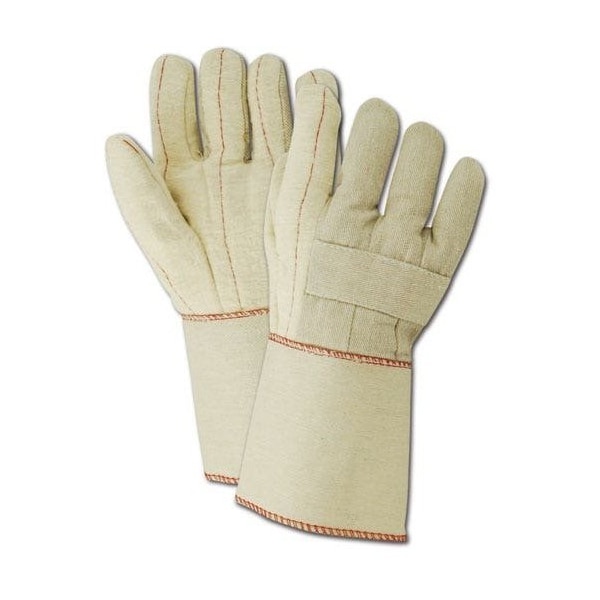 Magid Textile Gloves, Cotton, Gauntlet Cuff Natural, XL, 12 PK - 198JKGT
