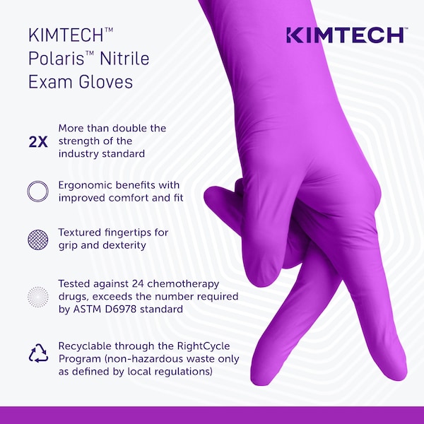 Kimtech Kimtech Polaris Nitrile Exam Gloves, 5.9 Mil, 9.5 in�, M, 100 Pack - 62772