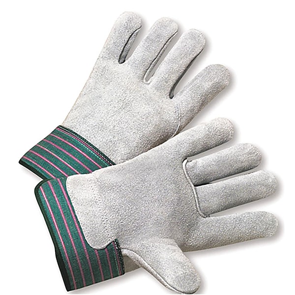 Pip Leather Gloves, Cowhide, Safety Cuff, Wing Thumb, Full Finger, Gray, S, 12 PK - 600-EA