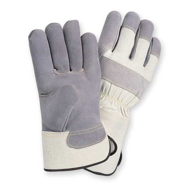 Condor Leather Gloves, Cowhide, Gauntlet Cuff, Wing Thumb, Full Finger, Gray, XL, 1 PR - 1VT34
