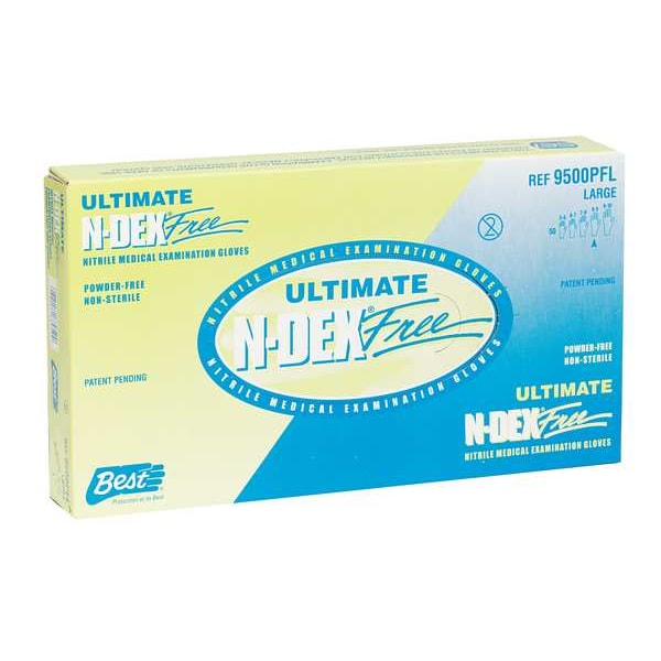 Showa 9500PF, Disposable Gloves, 5 mil Palm, Nitrile, Powder-Free, S, 50 PK, Green - 9500PFS