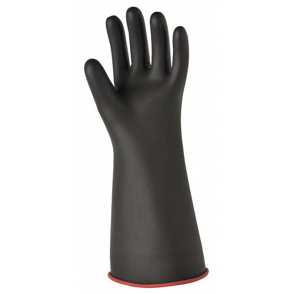 Salisbury Electrical Rubber Gloves, Class 0, Type I, 11 in, 1000V AC/1500V BC, Black, Size 9, 1 Pair - E011B/9