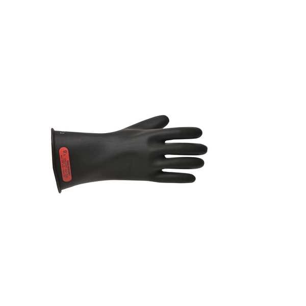 Salisbury Electrical Rubber Gloves, Class 0, Type I, 11 in, 1000V AC/1500V BC, Black, Size 9, 1 Pair - E011B/9