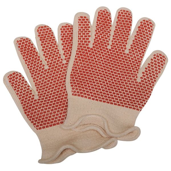 Condor Condor Heat Resistant Gloves, Cotton, 605  Degrees F Max Temp., Knit Cuff White/Rust, L ( 9 ), 1 PR - 4JF36