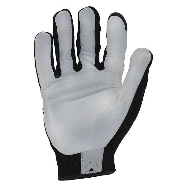 Ironclad Performance Wear Command(TM) Mechanics Touchscreen Gloves, Goatskin Leather Palm, Polyester Back, L, Black/White - IEX-MPLW-04-L