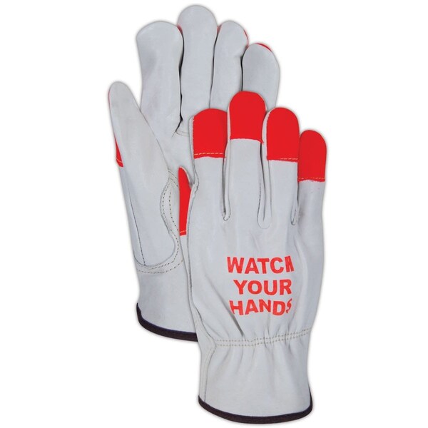 Magid Roadmaster B6540Ehvo Leather Drivers Gloves With Hi-Viz Fingertips, Lg, 12PK - B6540EHVO-L
