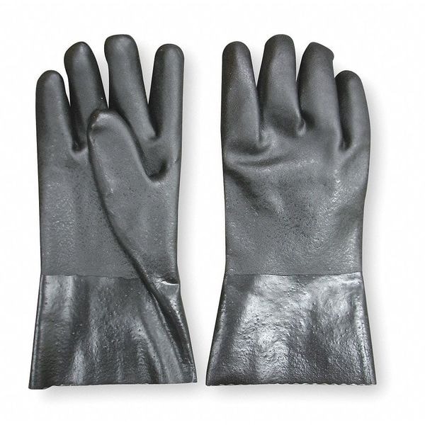 Condor Chemical Resistant Gloves, PVC, 12 in L, Not Rated, Black, XL, 1 PR - 2YEP8