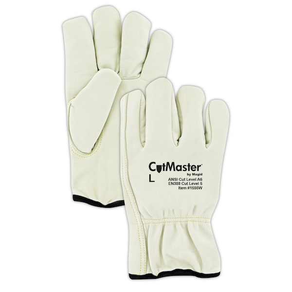 Magid Cutmaster 1555W Thermal Leather Drivers Glove – Cut Level A6, Large - 1555W-L