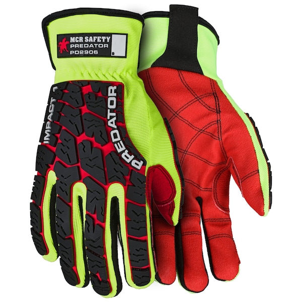 Mcr Safety Gloves, Predator Multi-Task Slip On Red PVC Palm, XXL - PD2906XXL