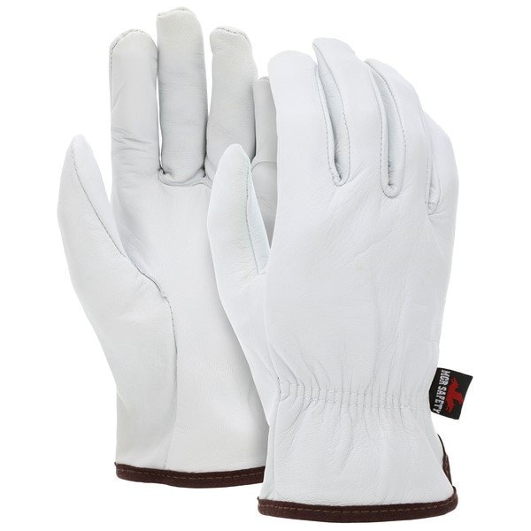 Mcr Safety Goatskin Drivers Gloves, X-Large, Leather, White - 3601XL
