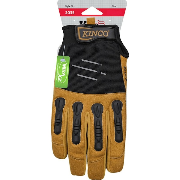Kinco Kinco Foreman Men's Indoor/Outdoor Pull-Strap Padded Gloves Black/Tan L 1 pair - 2035-L