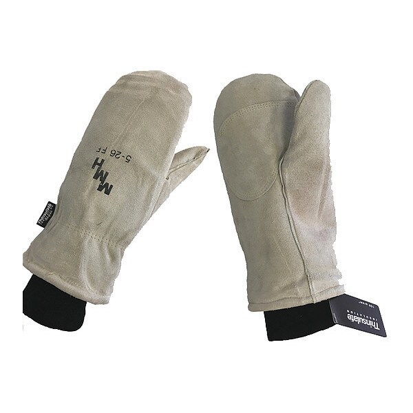 Polar Plus Cold Protection Mittens, Cowhide Leather Palm, Thinsulate Lining, White, L - GL-5-26-FF