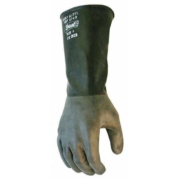 Showa 874R Chemical Resistant Gloves, Butyl, 14 in L, 14 mil, Black, 11, 1 PR - 874R-11