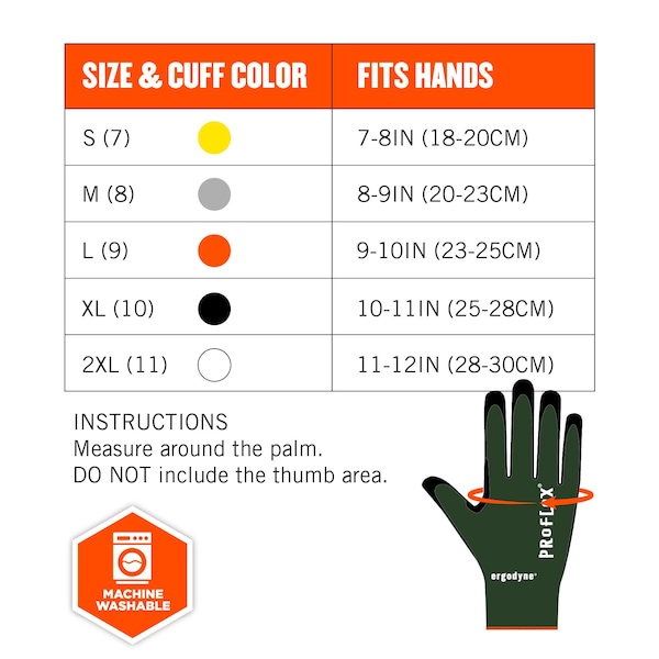 Ergodyne ANSI A7 Nitrile Coated CR Gloves, Green, Size S - 7070
