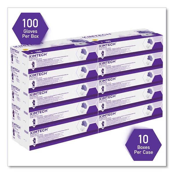 Kimberly-Clark Professional Disposable Gloves, 6 mil Palm, Nitrile, Powder-Free, S, 1000 PK, Purple - 55081CT