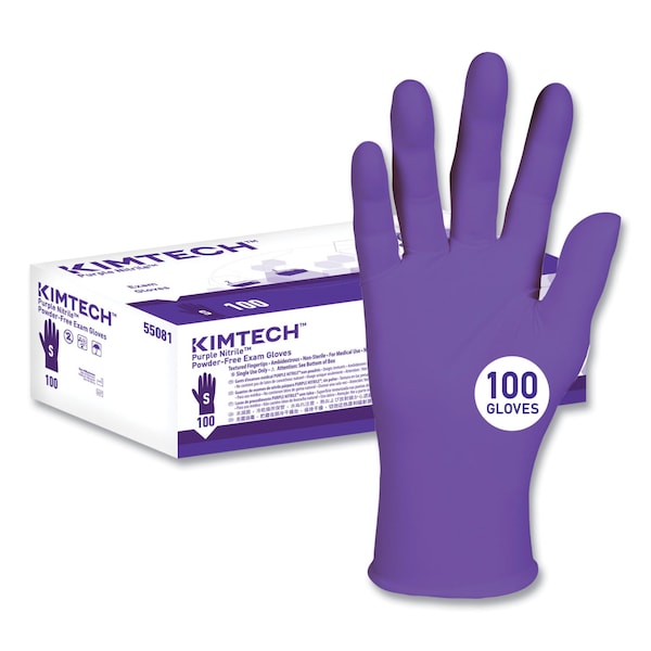Kimberly-Clark Professional Disposable Gloves, 6 mil Palm, Nitrile, Powder-Free, S, 1000 PK, Purple - 55081CT