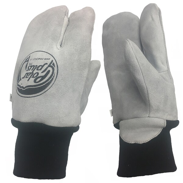 Polar Plus Cold Protection Mittens, Cowhide Leather Palm, Insulated Lining, Gray, L - GL-M5-103-L