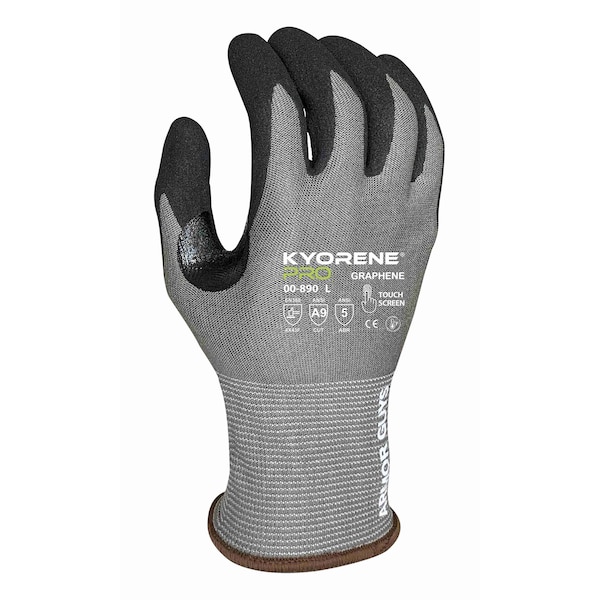 Kyorene Pro Coated Gloves, Kyorene Pro Graphene; Black HCT® MicroFoam Nitrile Palm Coating, Gray, M 12 PK - 00-890 (M)