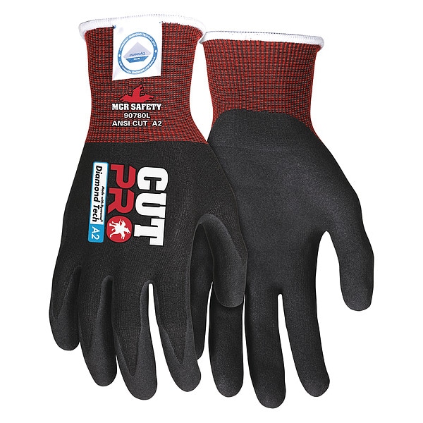 Mcr Safety Cut Resistant Coated Gloves, Cut Level A2 , Dipped , Nitrile , Sandy , S 1 PR - 90780S